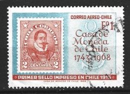 CHILI. PA 254 Oblitéré De 1968. Timbre Sur Timbre. - Briefmarken Auf Briefmarken