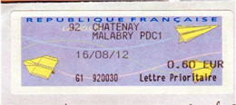 ÉTIQUETTE DE GUICHET " 92 CHATENAY MALABRY PDC1 "_E463 - 2000 « Avions En Papier »