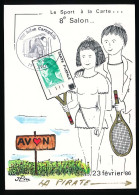 CPSM / CPM 10.5 X 15 Seine Et Marne AVON 8° Salon Cartophile 23-02-1986 Illustrateur J.P. Luc Signée Joueurs De Tennis - Avon