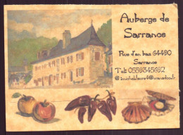 CARTE PUBLICITAIRE AUBERGE DE SARRANCE A SARRANCE - Visiting Cards