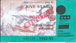 Bl130  Biglietto Calcio Ticket  Juve Stabia - San Giuseppe 1992-93 - Tickets - Vouchers