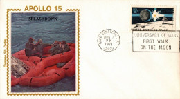 N°1614 V -lettre Etats Unis -Apollo 15 -cachet Anniversary Of Mans First Walk On The Moon- - USA