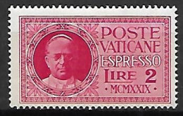 VATICAN   -  Exprèsso.  1929.   Y&T N° 1 *.  Pape  Pie  XI.  Cote 25 Euros - Express