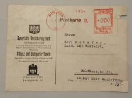 München,Firmenkarte,1936,Allianz,Firmenstempel,Firmen-Postkarte, - Franking Machines (EMA)