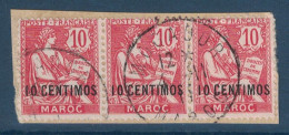 OBLITÉRATION CAD MOGADOR MAROC Sur TYPE MOUCHON En BANDE DE 3 TIMBRES Sur FRAGMENT - Used Stamps