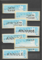 Lot De 7 T P De Distributeur Automatique ( France A T M Stamps ) Différents - 1990 Type « Oiseaux De Jubert »