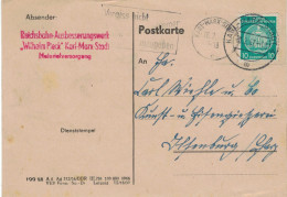 Dienst Reichsbahn-Ausbesserungswerk Wilhelm Pieck Karl Marx Stadt Materialversorgung 1957 > Karl Wichle & Co - Storia Postale