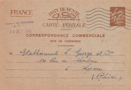 France Entier Postal Type Iris Carte Commerciale 1941 - Standaardomslagen En TSC (Voor 1995)