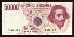 50000 Lire BERNINI I° TIPO SERIE D 1990 Q.fds Leggera Piega Angolare LOTTO.4770 - 50.000 Lire