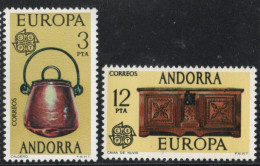 Andorra Spanish Post 1976 Artisanat Handicraft 2 Values MNH Copper Work, Carved Wooden Chest - 1976