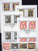 Zirkuskunst 1986 CSSR 2885/8+4x KB O 24€ Gemälde Reiter Clown Kunstreiten Comiker Hoja Art Sheetlets Bf Tschechoslowakei - Oblitérés