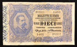 10 LIRE VITTORIO EM. III° Dell'ara Altamura 1911 R3 RRR Taglietto E Forellini Ma Ottima La Carta Ed I Colori LOTTO 4869 - Italia – 10 Lire