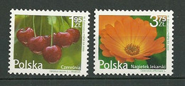 POLAND MNH ** 4165-4166 FLORE FLEUR ET FRUITS CERISE FLEUR DE SOUCI OFFICINAL - Ongebruikt