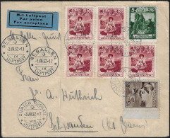 Liechtenstein 1935 Y&T 94 à 96 Sur Lettre Aérienne à 35 Rappen. Vendangeuse, Mont Des Trois Sœurs, Le Bettlerloch - Vini E Alcolici