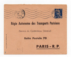 !!! ENTIER 15F MARIANNE DE GANDON TIMBRE SUR COMMANDE REGIE AUTONOME DES TRANSPORTS PARISIENS REF N2F - Standard Covers & Stamped On Demand (before 1995)