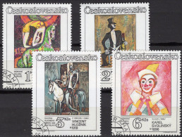 Zirkus Und Variete  1986 CSSR 2885/8 Aus Kleinbogen O 4€ Gemälde Reiter Clown Kunstreiterin Bauchredner Art Sheetlet CSR - Gebruikt