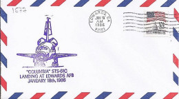 USA-AERO N° 1577 S/L.DE EDWARDS/18.1.86  THEME: NAVETTE SPACIALE - 3c. 1961-... Cartas & Documentos