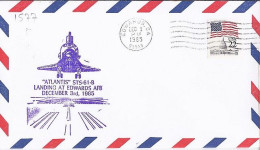 USA-AERO N° 1577 S/L.DE EDWARDS/3.12.85  THEME: NAVETTE SPACIALE - 3c. 1961-... Storia Postale