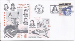 USA-AERO N° 1587 S/L.DE KENEDY SC/27.8.85  THEME: NAVETTE SPACIALE - 3c. 1961-... Cartas & Documentos