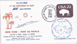 USA-AERO N° ENTIER DE JAMAICA/21.12.85  1° VOL CONCORDE NY-PORT AU PRINCE - 3c. 1961-... Cartas & Documentos