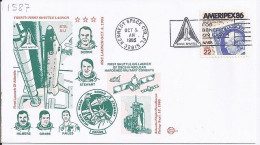 USA-AERO N° 1587 S/L.DE KENEDY SC/3.10.85  THEME: NAVETTE SPACIALE - 3c. 1961-... Covers