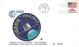 USA-AERO N° 1076A S/L.DE CAPE CANAVERAL/20.4.77  THEME: SATELLITE GEOS - 3c. 1961-... Cartas & Documentos