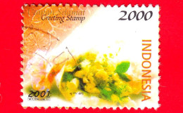 INDONESIA - Usato - 2001 - Francobolli Di Auguri - Fiori - Greetings Stamp, Flowers - 2000 - Indonésie