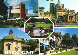 HARROGATE, YORKSHIRE, MULTIPLE VIEWS, ARCHITECTURE, PARK, STATUE, FOUNTAIN, ENGLAND, UNITED KINGDOM, POSTCARD - Harrogate