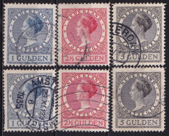 1926-1927 Koningin Wilhelmina Type Veth 1 / 5 Gulden Beide Tandingen  NVPH 163 / 165 A + B - Gebraucht