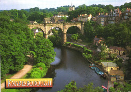 KNARESBOROUGH, HARROGATE, YORKSHIRE, ARCHITECTURE, BRIDGE, BOATS,  ENGLAND, UNITED KINGDOM, POSTCARD - Harrogate