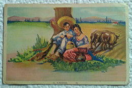 CPSM MEXIQUE - EL ALMUERSO N° 73 Couple Agriculteur Champ Attelage De Boeufs 1944 - Mexico