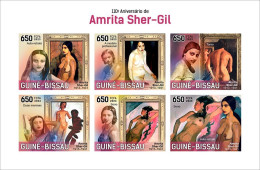 Guinea Bissau 2023, Art, Shergi, Nude, 6val In BF IMPERFORATED - Nudes