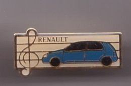 Pin's  Clef De Sol Note De Musique Renault Voiture De Couleur Bleue Réf 356 - Renault