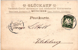 Bayern 1900, 5 Pf. Auf Kohlen Werke Glückauf-Karte V. München 8 - Fabbriche E Imprese