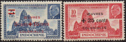 Détail De La Série Maréchal Pétain * Indochine N° 294 Et 295 Temple D'Angkor - 1941 Série Maréchal Pétain