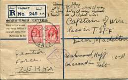 1940 Jordan Salt To Zarqa Registered Envelope - Jordanië