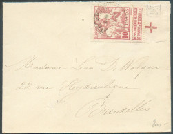 N°87 - 10 Centimes CARITAS Montald (ligné) Bdf Avec Croix De Repère Et (DEP …) Obl. Sc AMPSIN Sur Lettre Du 12-II-1911 V - 1905 Thick Beard