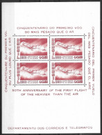 BRASIL 1956 50th ANNIVERSAIRY OF THE FIRST FLIGHT OF THE HEAVIER YHAN THE AIR MNH - Hojas Bloque