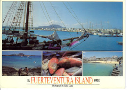 CP ESPAGNE FUETEVENTURA Corralejo Puerto Y Pesca Bateau Boat Poisson Fish Plage  Grand Format - Fuerteventura