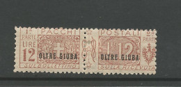 1925 Oltre Giuba Pacchi Postali Lire 12, Gomma Integra MNH - Oltre Giuba