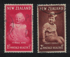 New Zealand Princess Anne Prince Charles 2v 1952 Canc SG#710-711 - Used Stamps