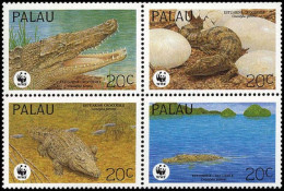 Palau WWF Estuarine Crocodile Block Of 4 1994 MNH SG#673-676 MI#690-693 Sc#323 A-d - Palau