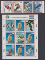Paraguay Winter Olympic Games Albertville Strip Of 4v+Sheetlet 1990 MNH MI#4471-4475 Sc#2323-2324 - Paraguay