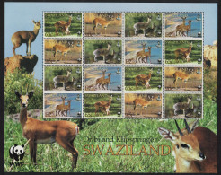 Swaziland WWF Klipspringer And Oribi Sheetlet Of 4 Sets 2001 MNH SG#704-707 MI#702-705 Sc#698-701 - Swaziland (1968-...)