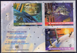UNO Wien 2007 - 50 Jahre Weltraumfahrt, 3-Länder-FDC Mit Block 21 - FDC