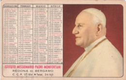 Calendarietto - Istituto Missionario Padri Monfortani Redona Di Bergamo - Roma - Anno 1962 - Small : 1961-70