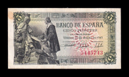 España Spain 5 Pesetas Capitulaciones 1945 Pick 129a Sin Serie Mbc Vf - 5 Pesetas