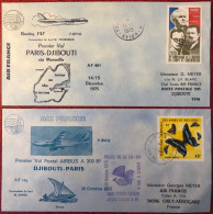 France, Premier Vol (Boeing 747) PARIS / DJIBOUTI 14/15.12.1975 - 2 Enveloppes - (A1408) - Eerste Vluchten