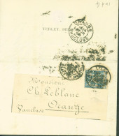 Perforé YT Sage N°101 Bleu 15ct Perforation V.D Banque Nord & Pas De Calais Verley Decroix Et Cie 12 FEV 1895 - Cartas & Documentos