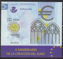 Spain 2009. Aniv Euro - Prueba Oficial 98 (**) - Blocs & Feuillets